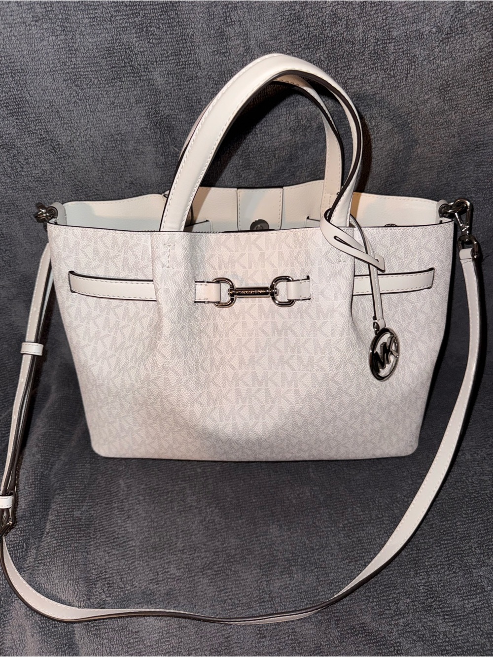 Michael Kors White Logo Carson Medium Satchel